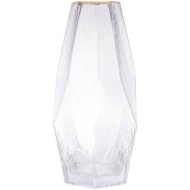 Vaso 13x28,5cm De Vidro Com Borda Dourada Taj
